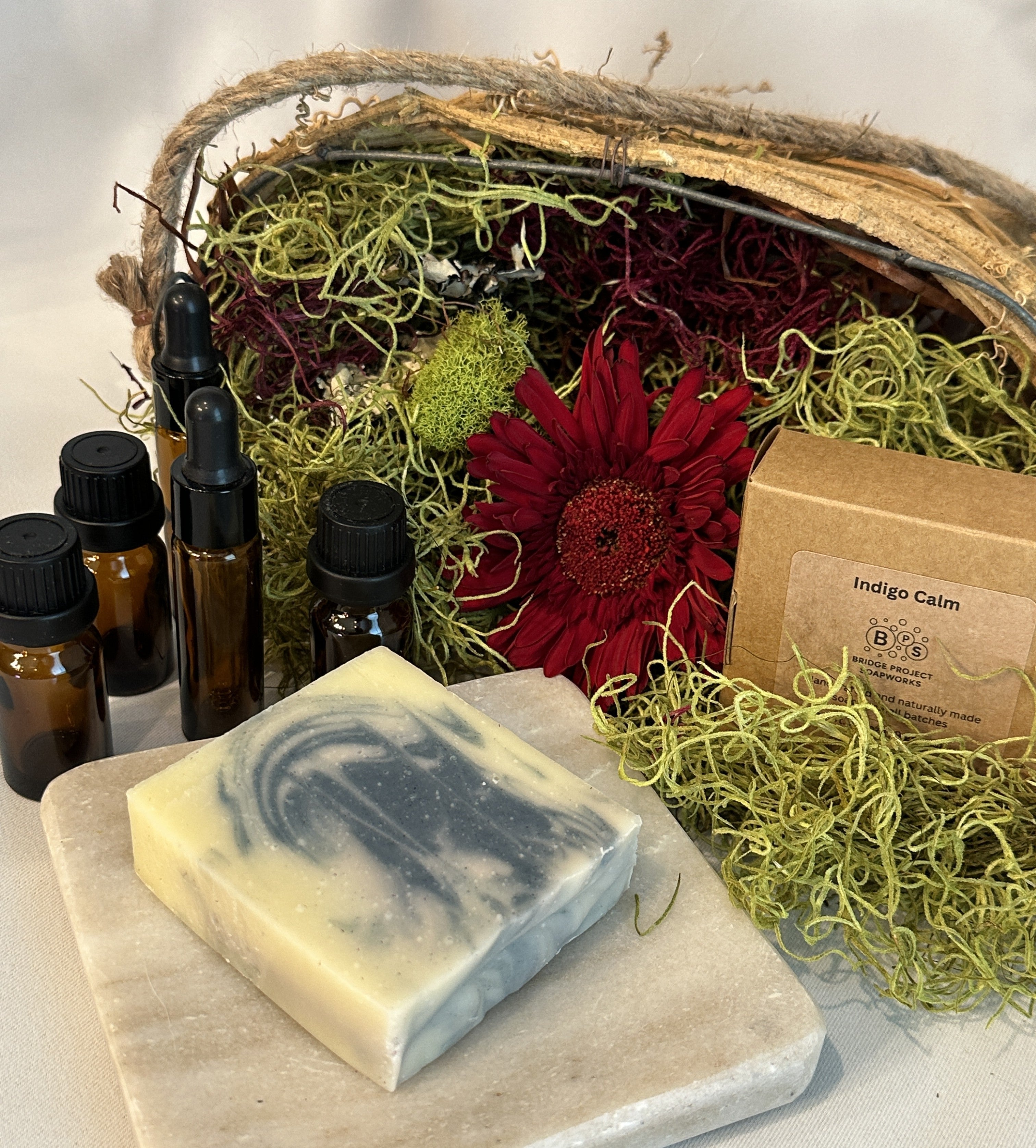 Indigo Calm artisan soap bar by Bridge Project Soapworks